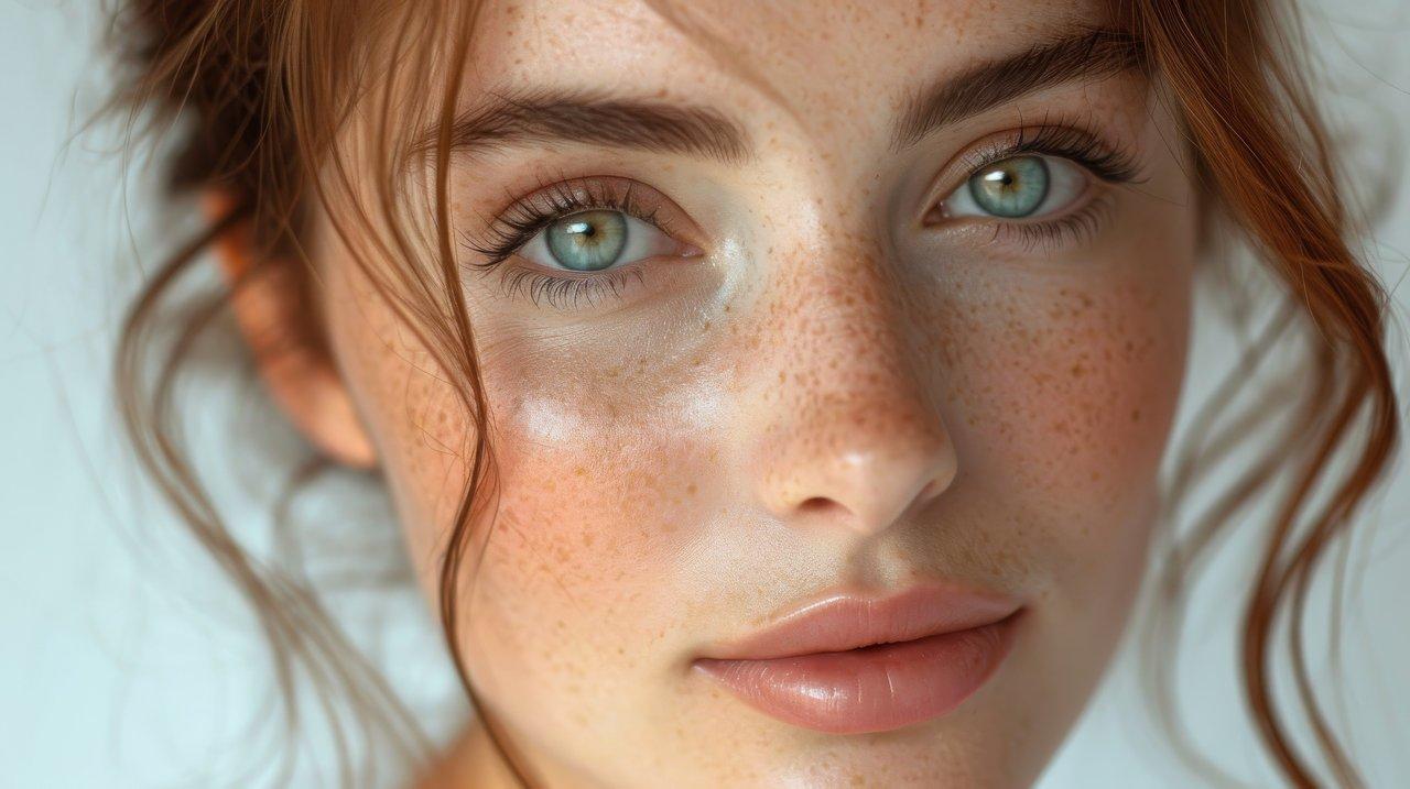 Peau propre et hydratée sous lumière naturelle pour un visage rayonnant et sain.